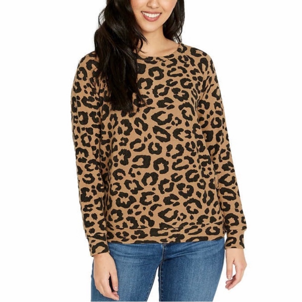 Buffalo David Bitton | Animal Print Long Sleeve Sweater | Trendy Fall Top Size S